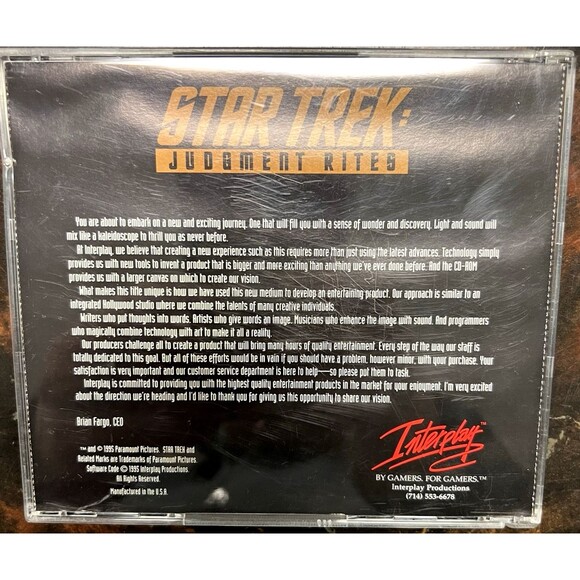 Star Trek: Judgment Rites Limited CD-ROM Collector Star Trek: Judgment Rites Limited CD-ROM Collector\'s Edition (PC, 1995)